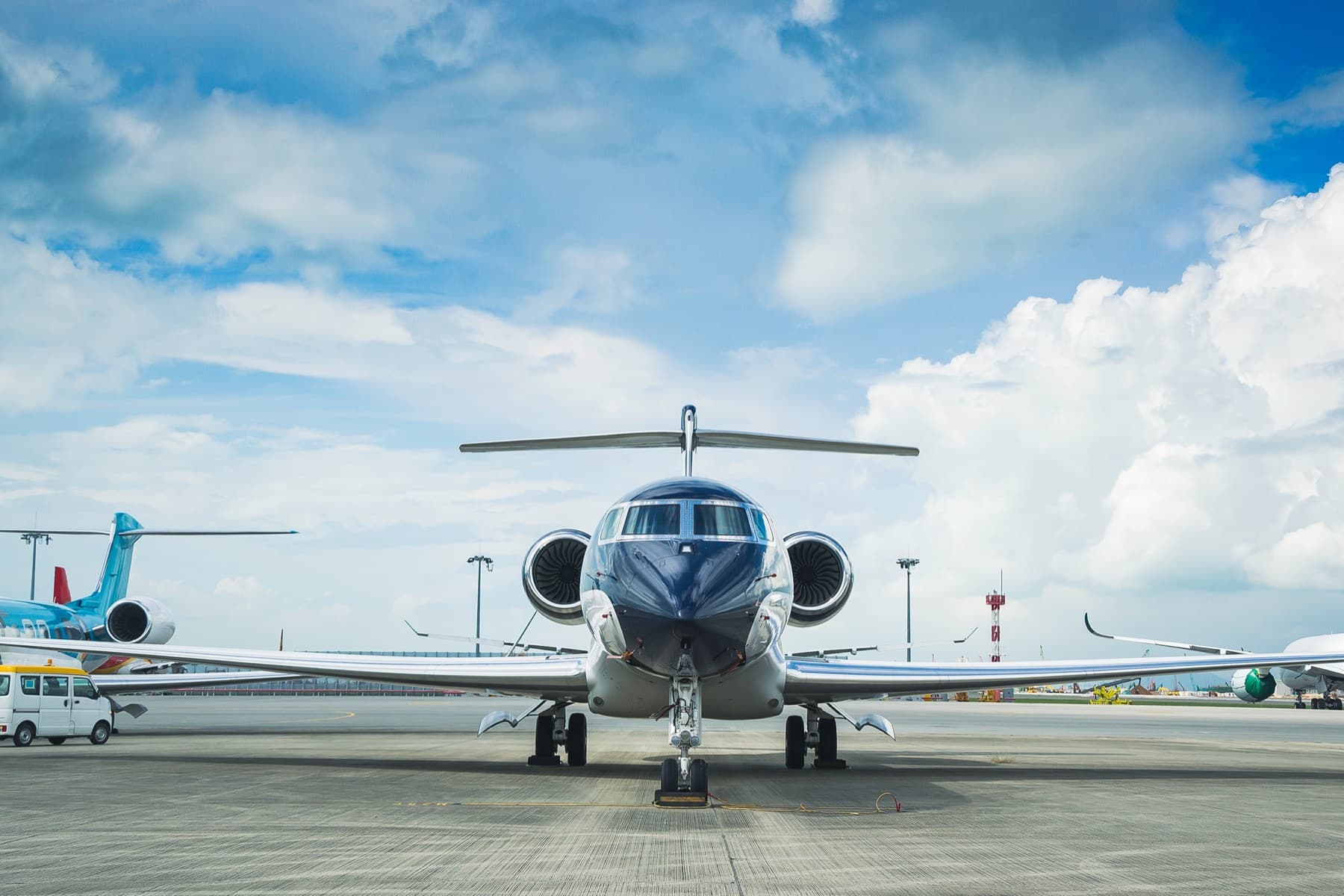 Private jet on the ramp